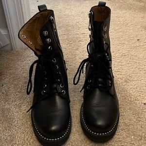 Black studded combat boots